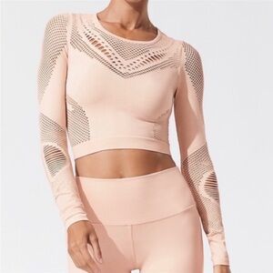 ALO Yoga Siren Long Sleeve Mesh Crop Top